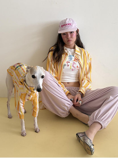 sancco house Striped Beach Dog Embroidered Women&