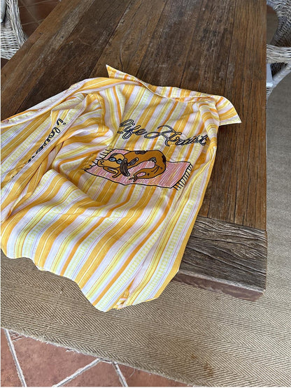 sancco house Striped Beach Dog Embroidered Women&