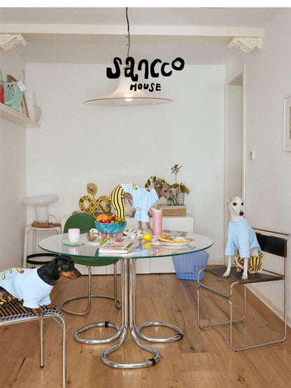 sancco house Striped Colorblock Boxing Puppy Print Women&