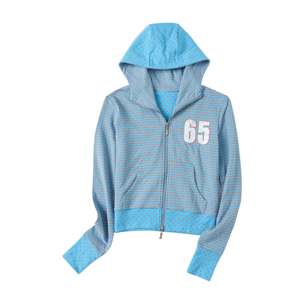 sancco_house_Striped_Polka_Dot_Print_Hooded_Zip_Cotton_Blend_Women&