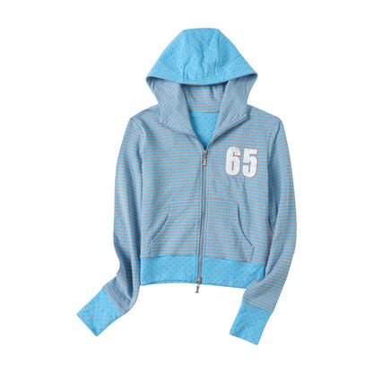 sancco_house_Striped_Polka_Dot_Print_Hooded_Zip_Cotton_Blend_Women&