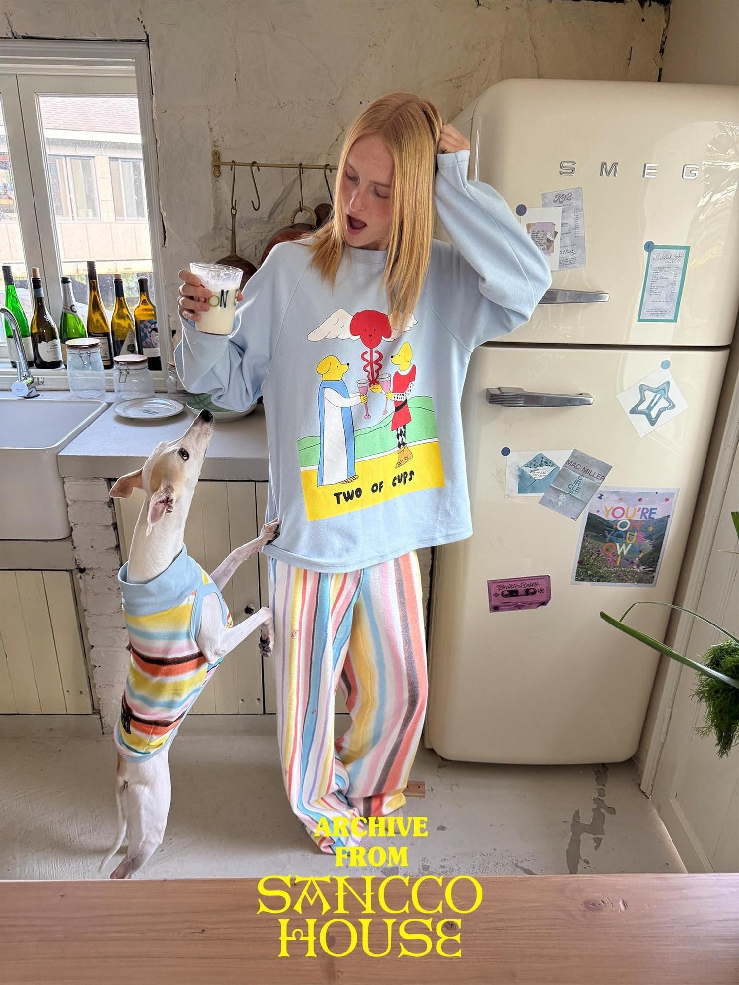 sancco house Striped Tarot Puppy Print Women&