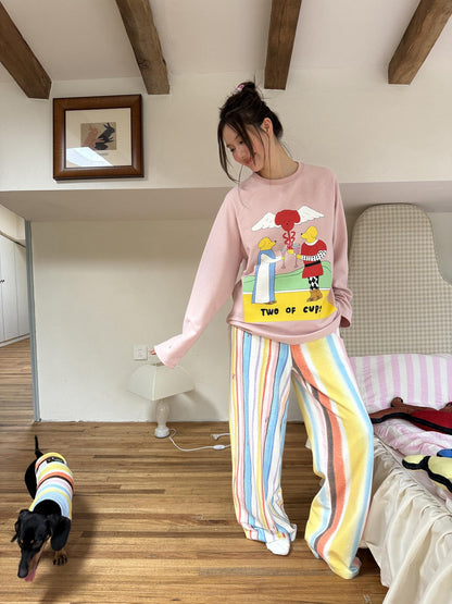 sancco house Striped Tarot Puppy Print Women&