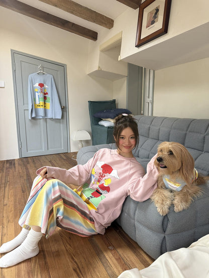 sancco house Striped Tarot Puppy Print Women&