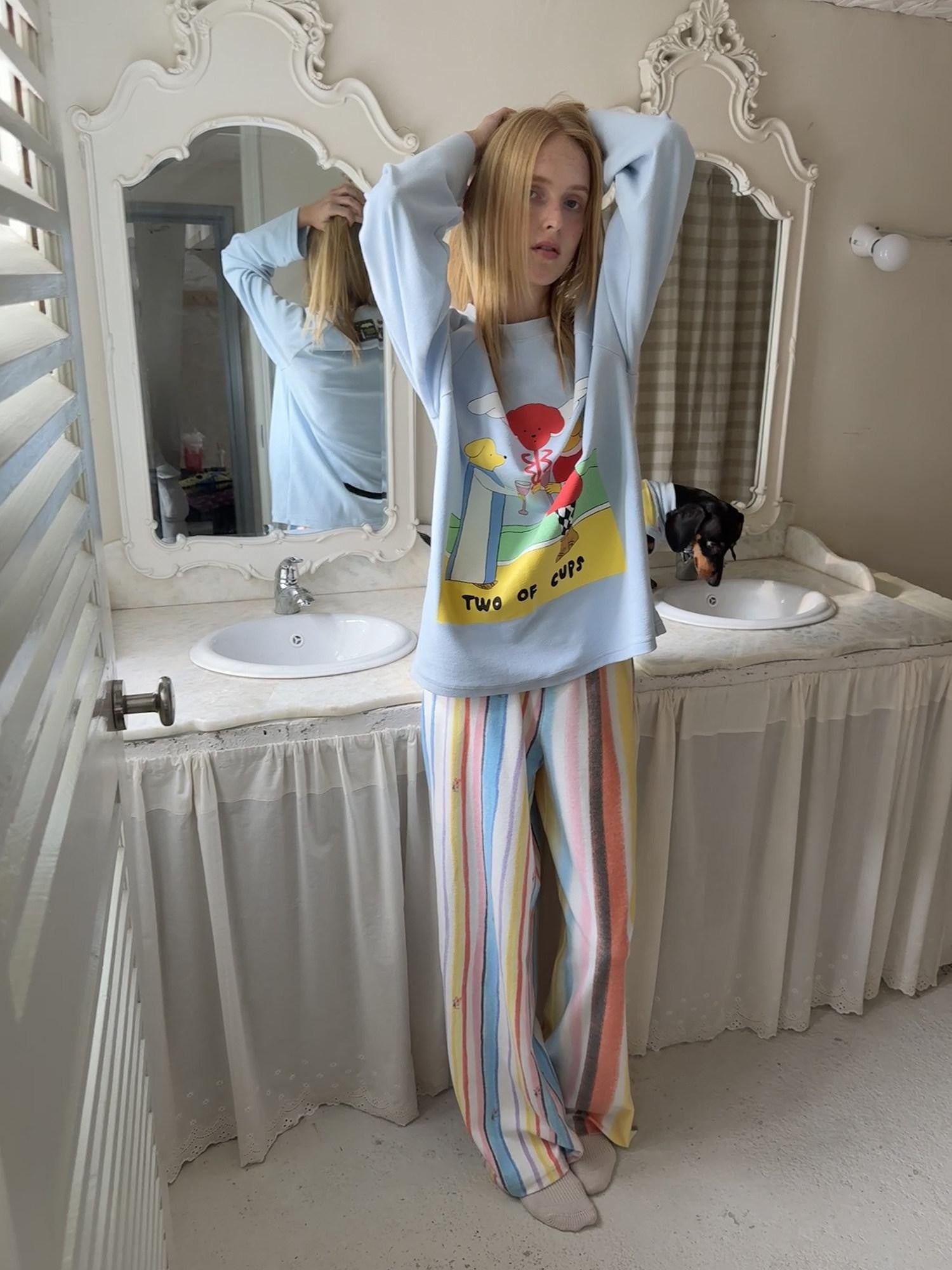 sancco house Striped Tarot Puppy Print Women&
