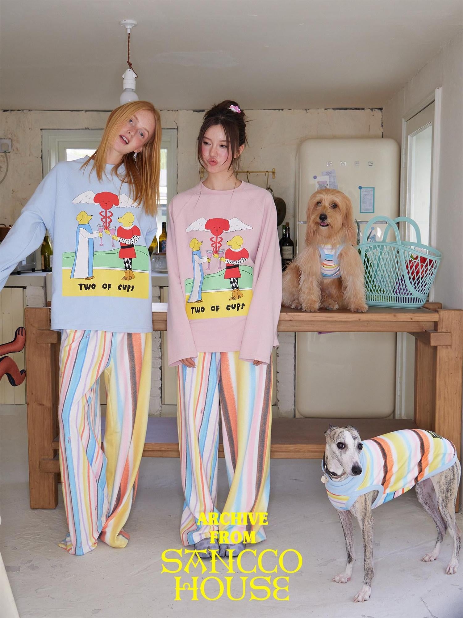 sancco house Striped Tarot Puppy Print Women&