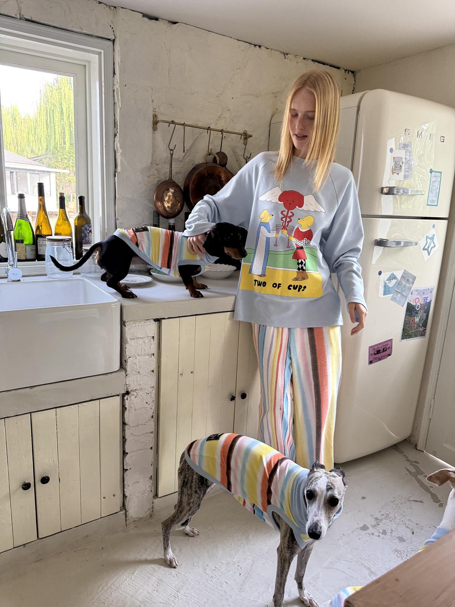 sancco house Striped Tarot Puppy Print Women&