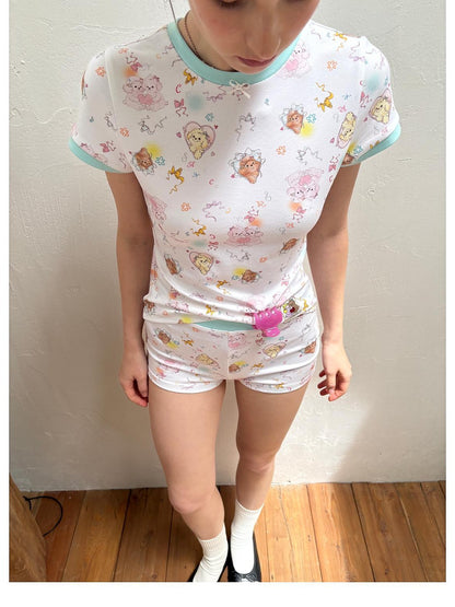 sancco house Sweet Puppy Vintage Print Lyocell Cotton Women&