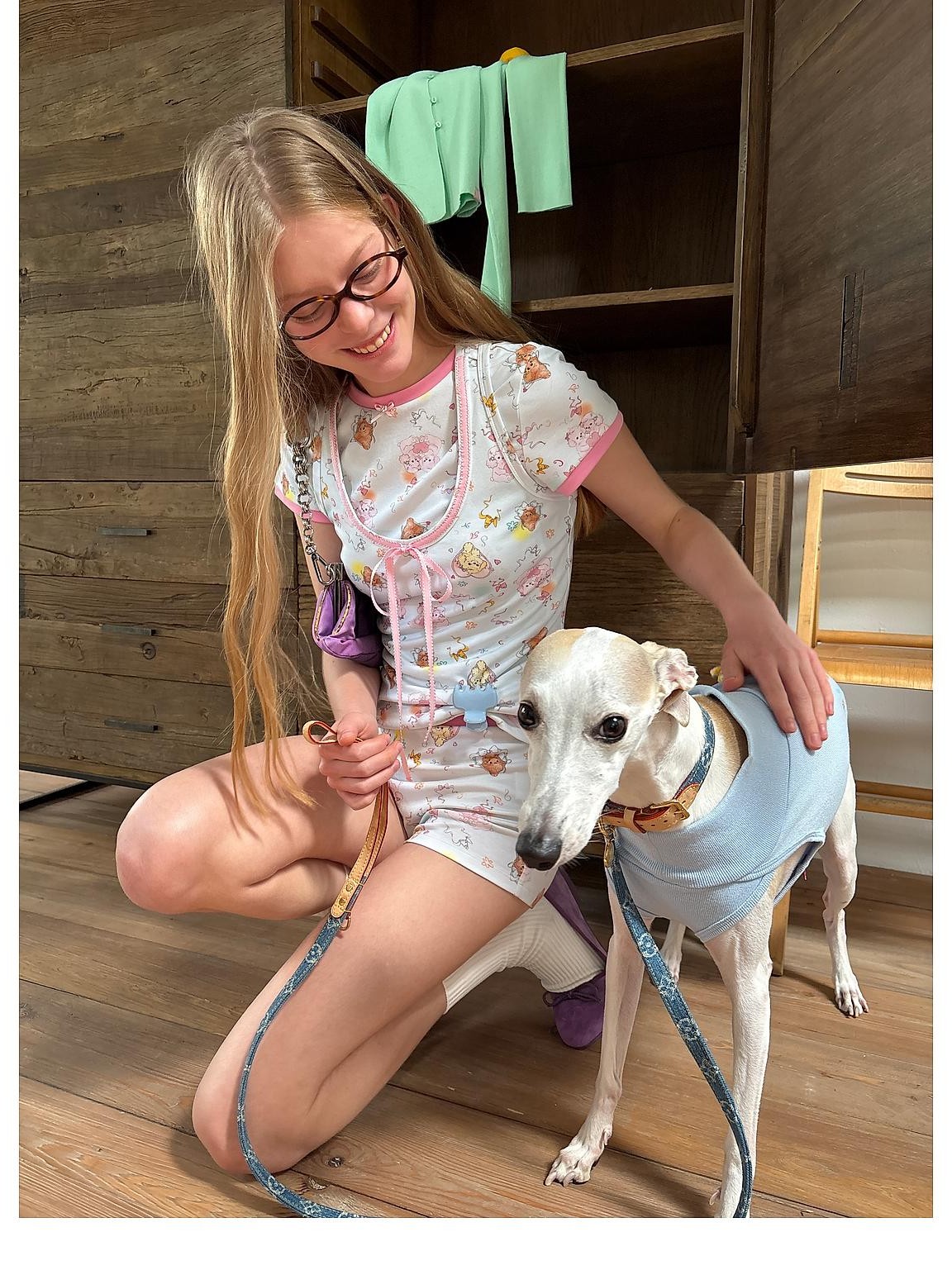 sancco house Sweet Puppy Vintage Print Lyocell Cotton Women&