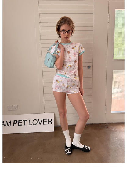 sancco house Sweet Puppy Vintage Print Lyocell Cotton Women&