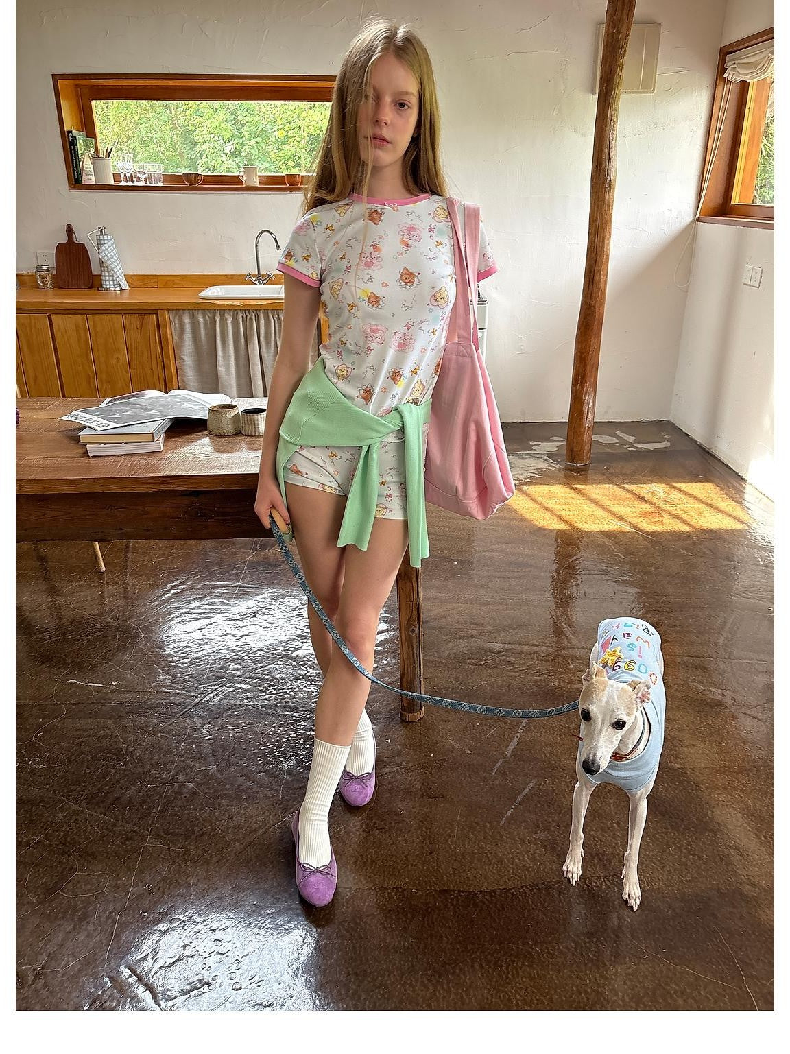 sancco house Sweet Puppy Vintage Print Lyocell Cotton Women&