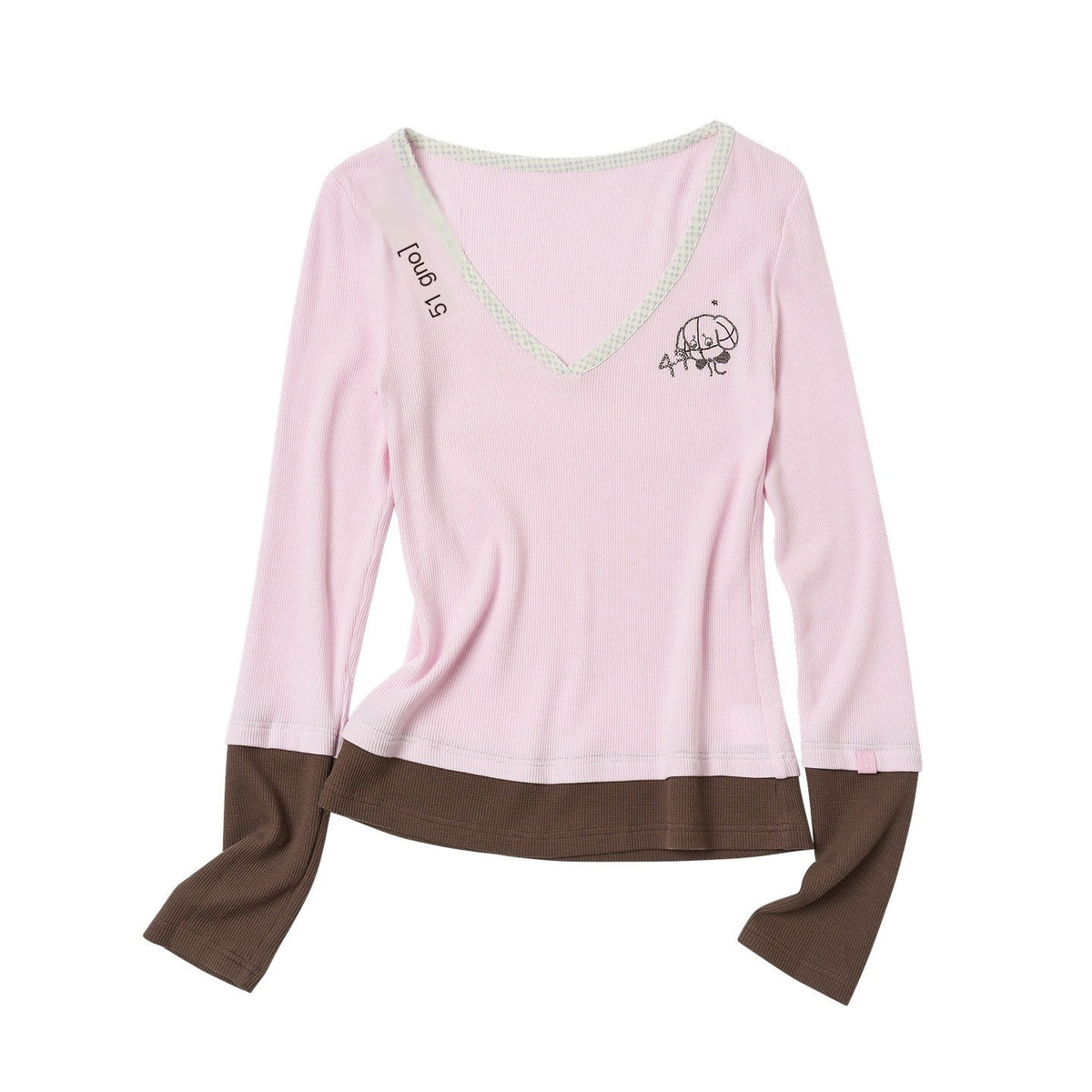 sancco_house_V-neck_Embroidered_Faux_Two_Piece_Slim_Fit_Women&