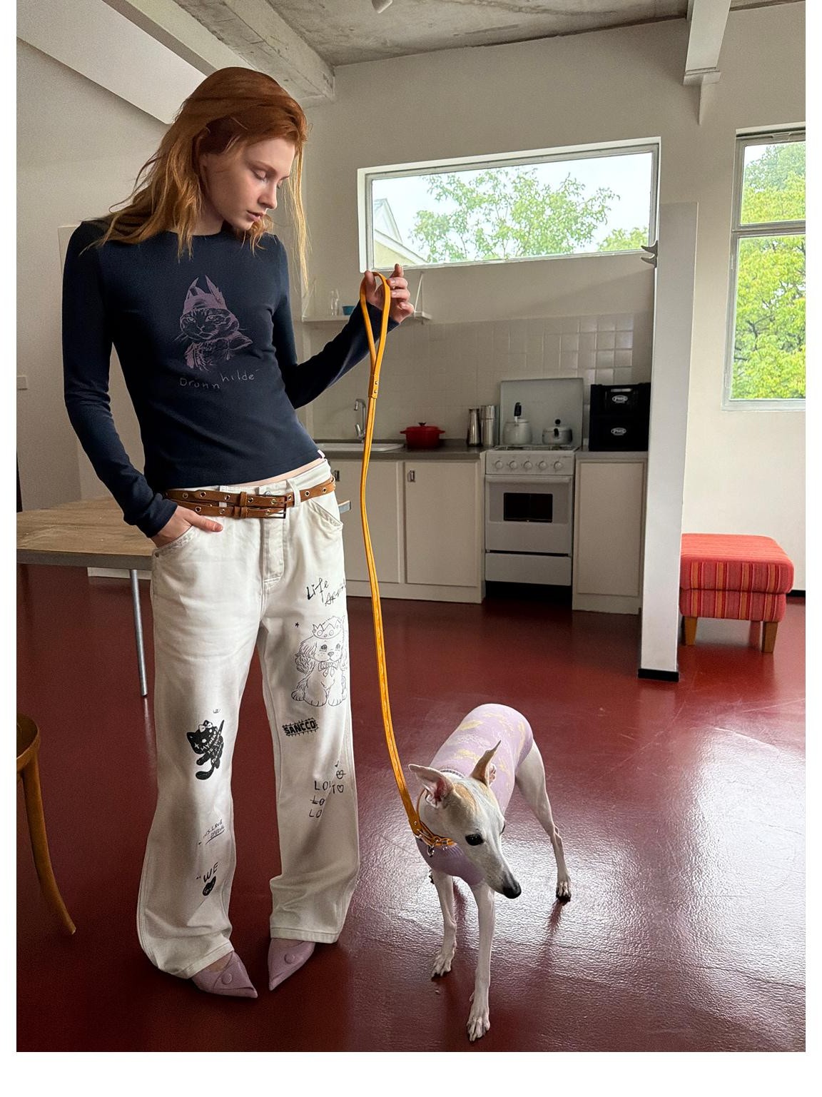sancco house Vintage Cat Portrait Print Fleece Women&
