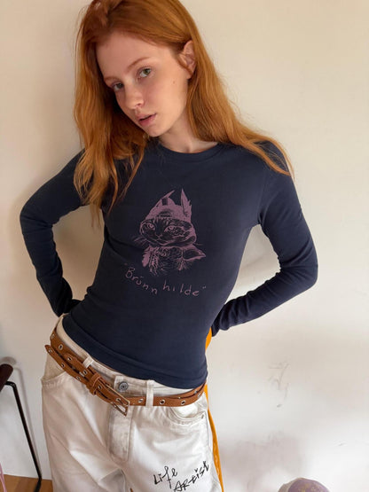 sancco house Vintage Cat Portrait Print Fleece Women&