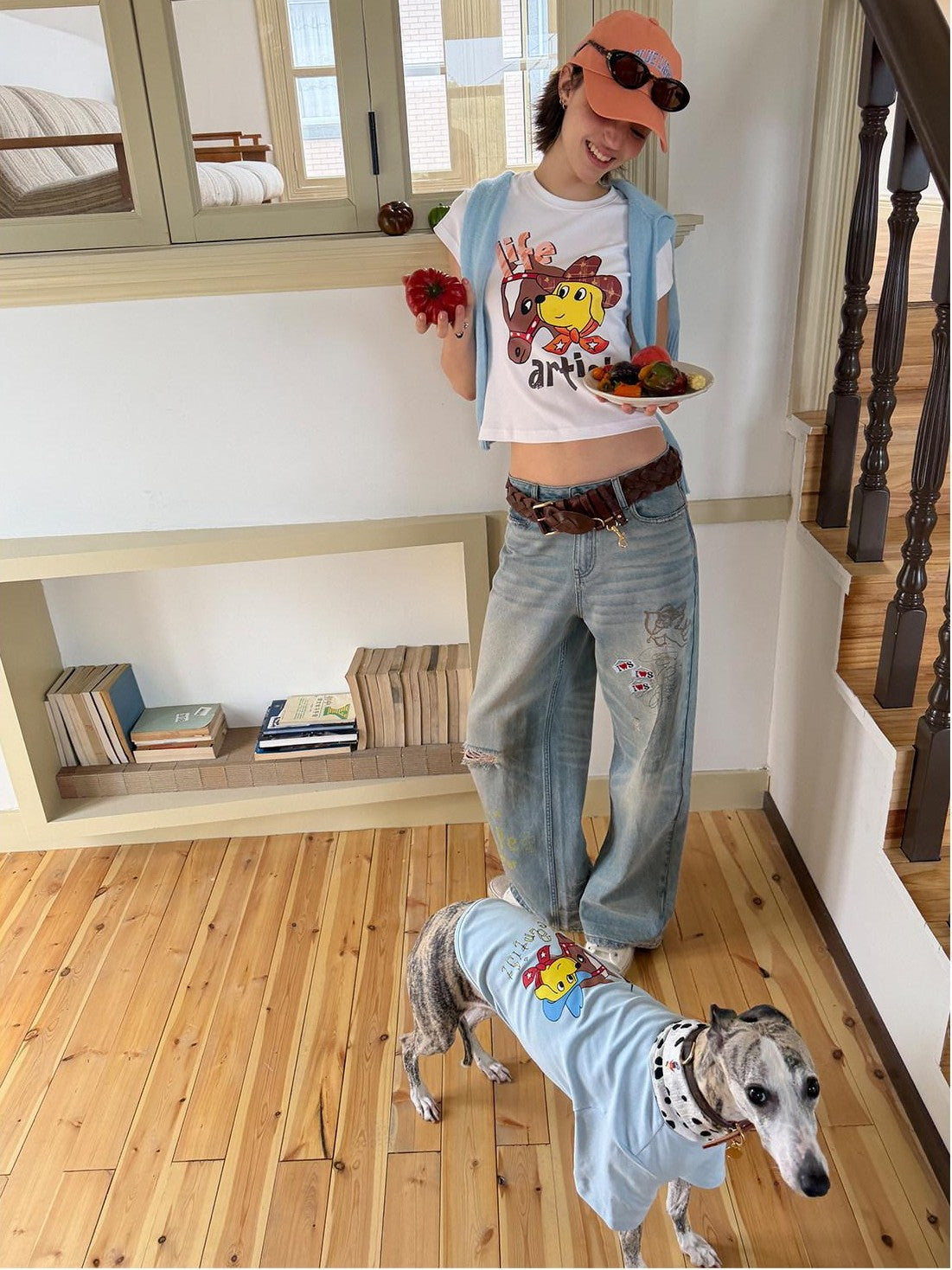 sancco house Vintage Distressed Graffiti Patch Embroidered Women&
