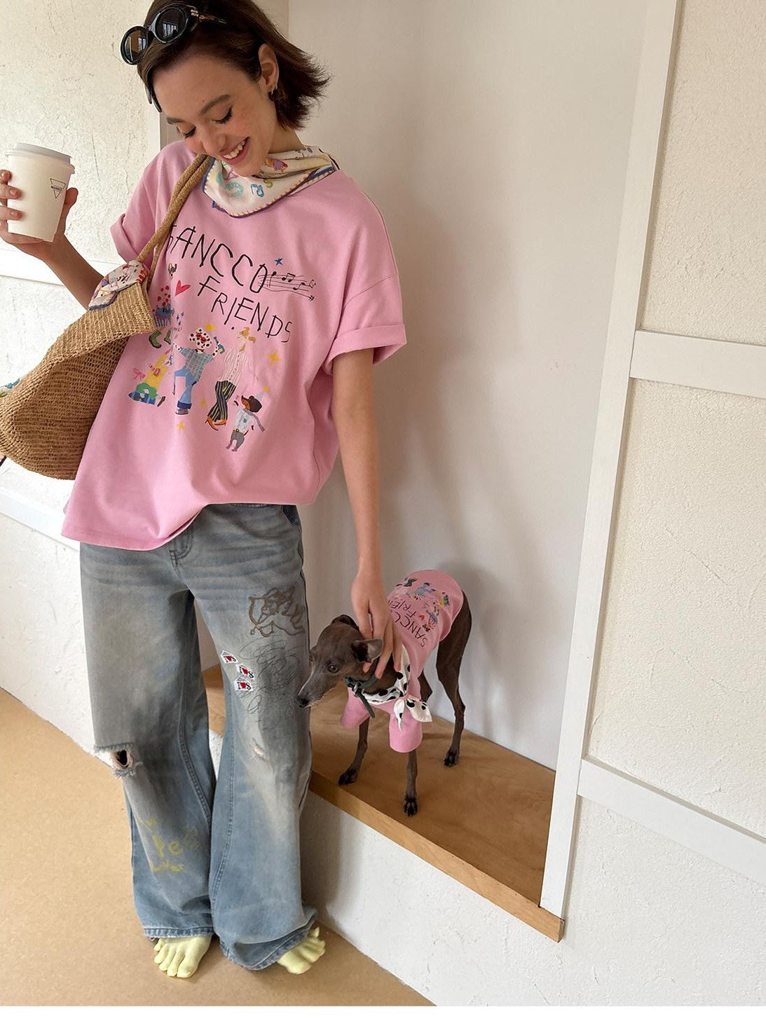 sancco house Vintage Distressed Graffiti Patch Embroidered Women&