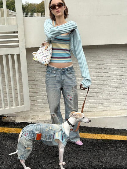 sancco house Vintage Distressed Graffiti Patch Embroidered Women&