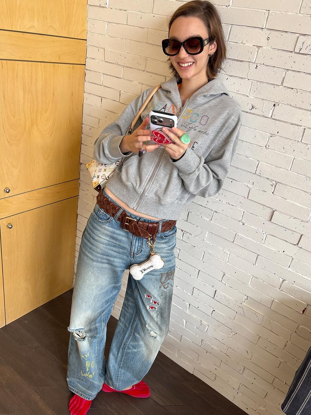 sancco house Vintage Distressed Graffiti Patch Embroidered Women&