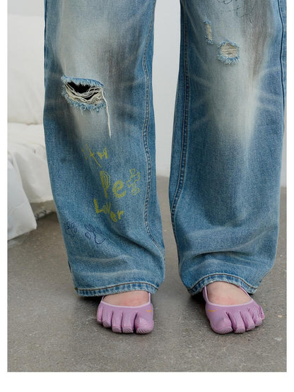 sancco house Vintage Distressed Graffiti Patch Embroidery Women&