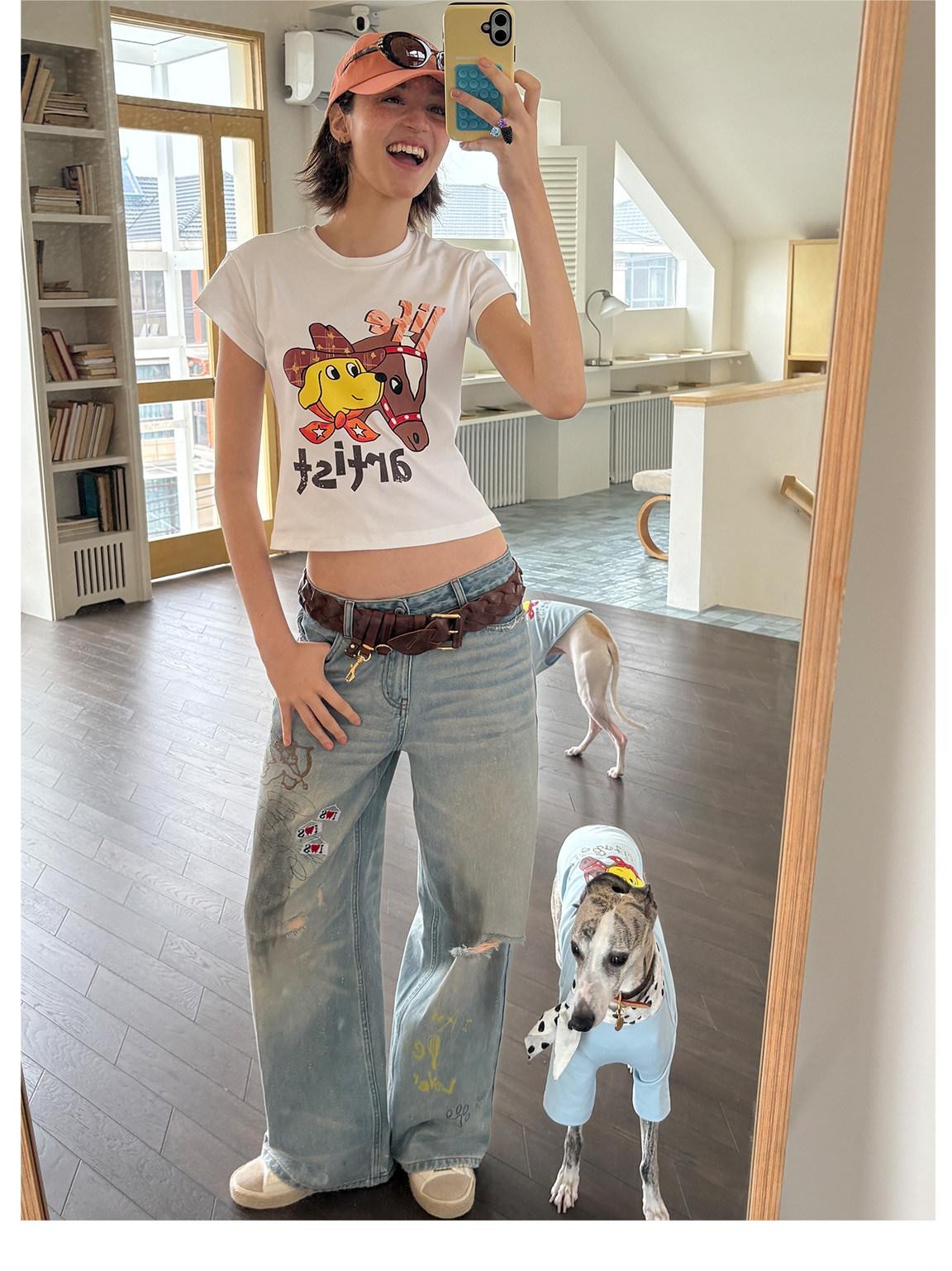 sancco house Vintage Distressed Graffiti Patch Embroidery Women&