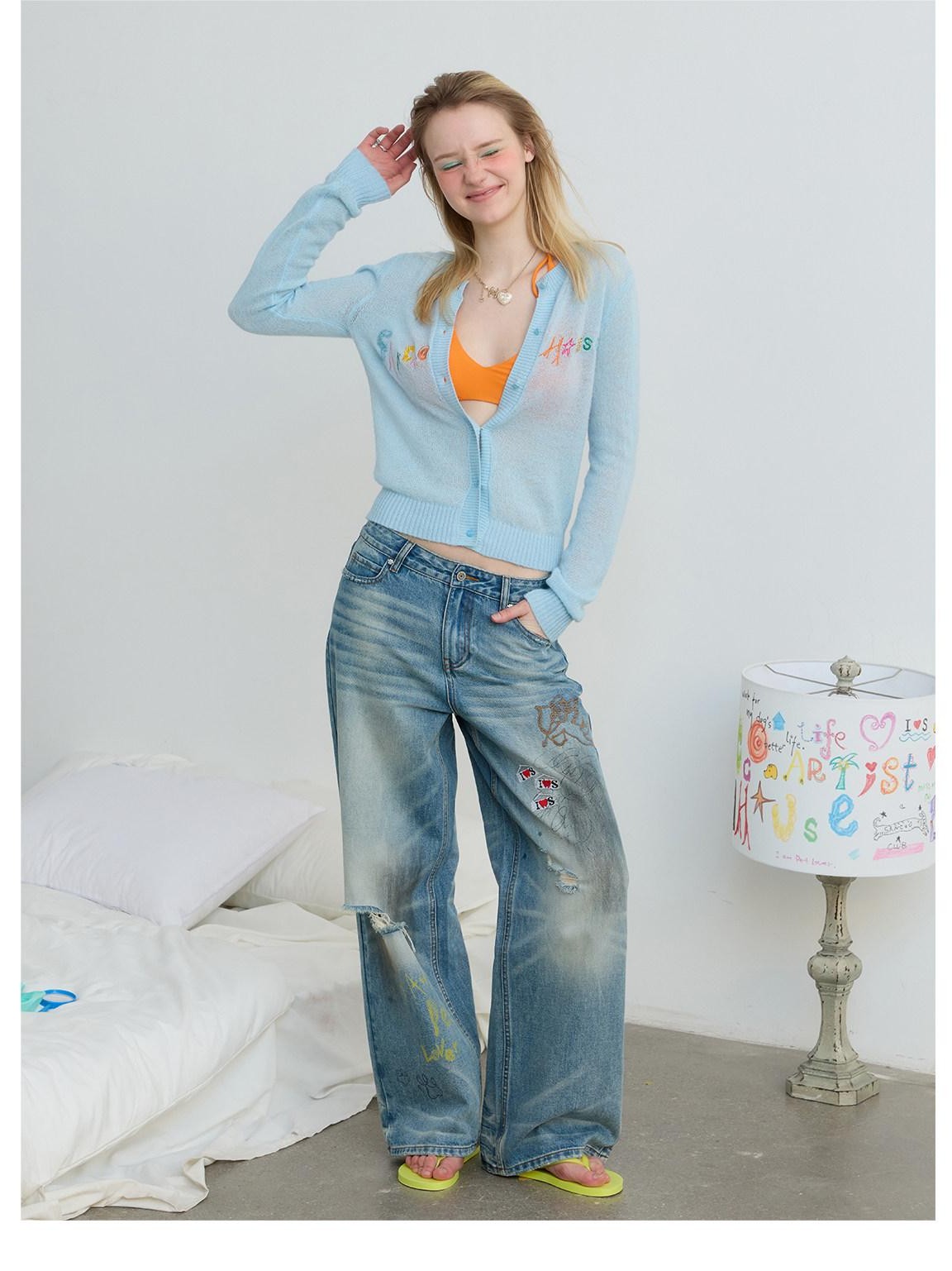 sancco house Vintage Distressed Graffiti Patch Embroidery Women&