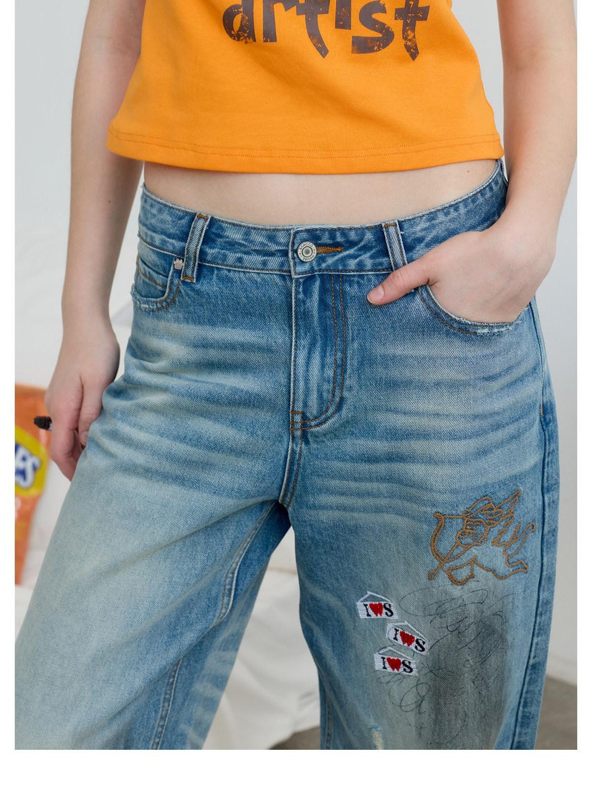 sancco house Vintage Distressed Graffiti Patch Embroidery Women&