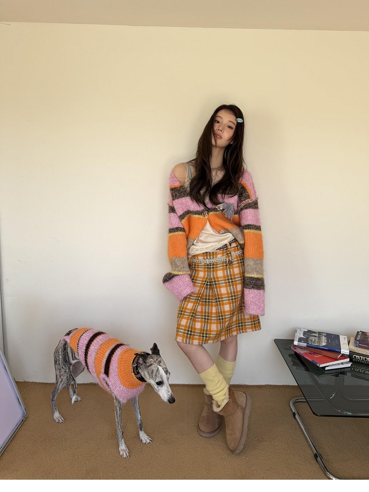 sancco house Vintage Yellow Plaid High Waist Double Tab Women&