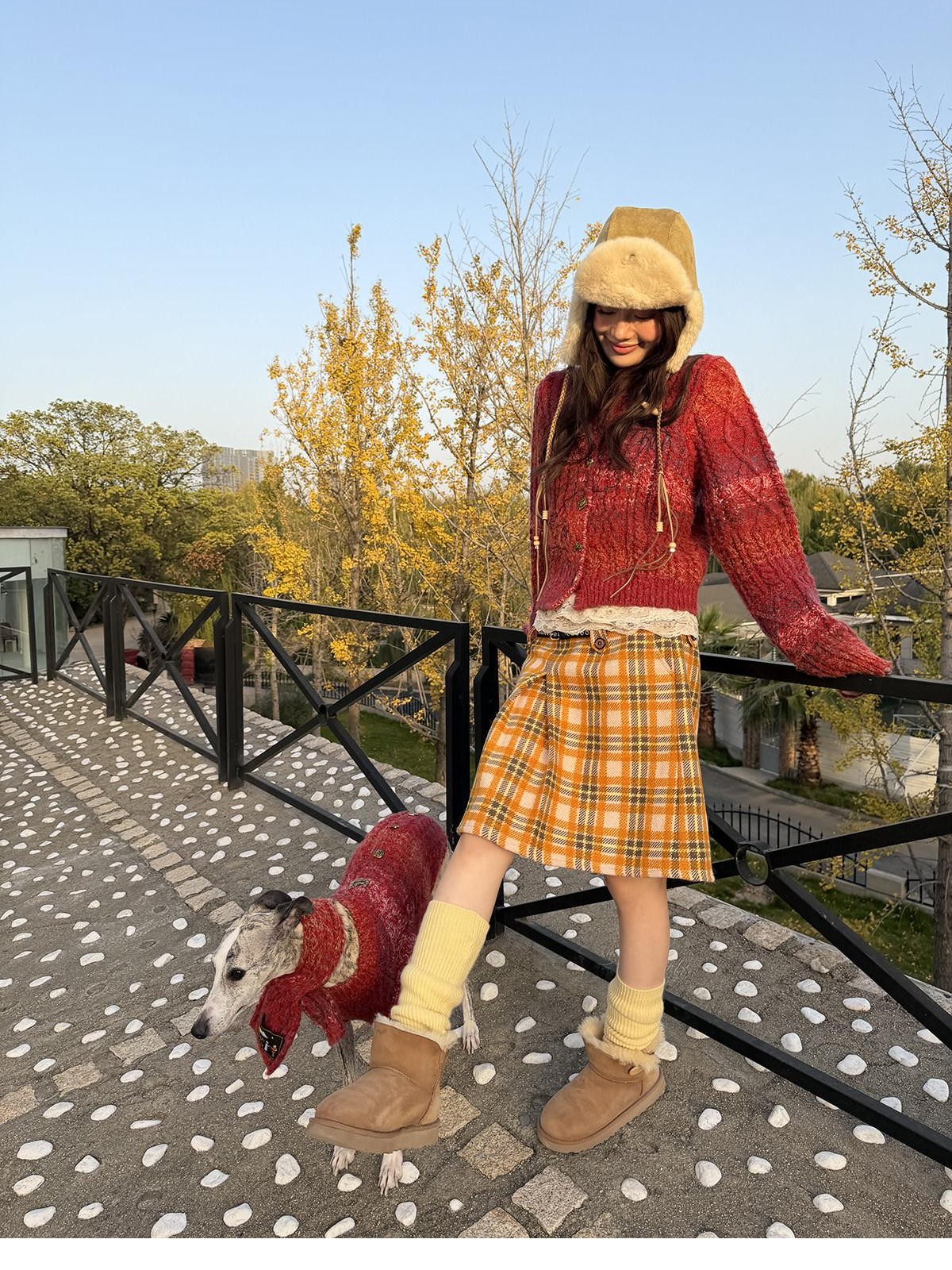 sancco house Vintage Yellow Plaid High Waist Double Tab Women&