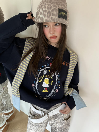 sancco house Washed Crewneck Nun Puppy Print Women&