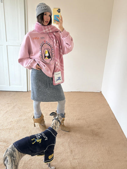sancco house Washed Crewneck Nun Puppy Print Women&