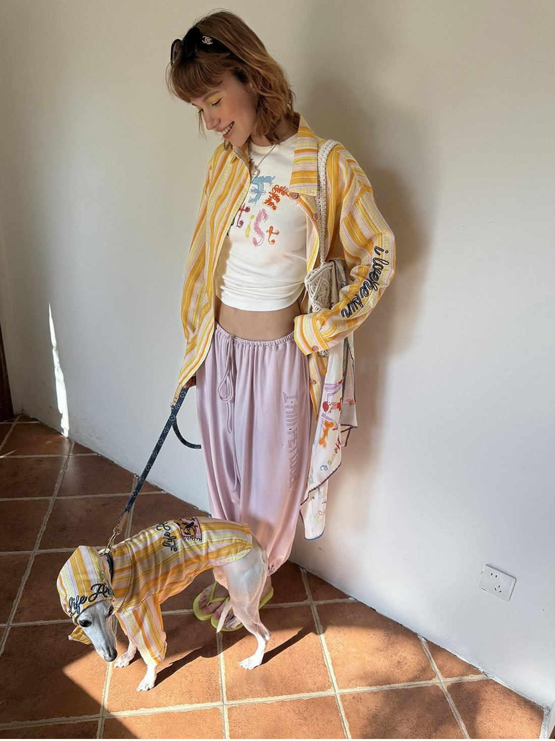 sancco house Yellow Hand Drawn Graffiti Letter Slim Women&
