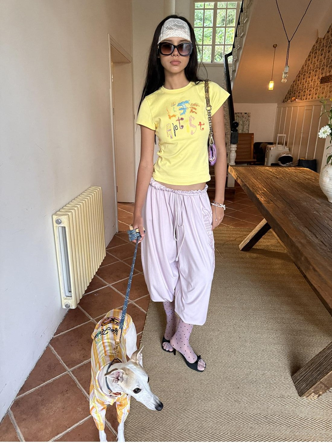 sancco house Yellow Hand Drawn Graffiti Letter Slim Women&