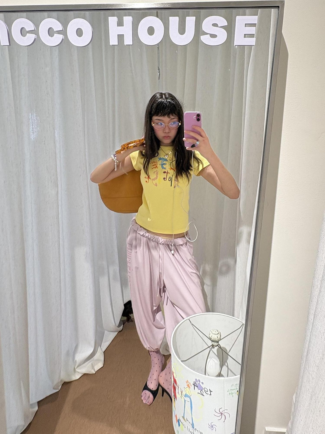 sancco house Yellow Hand Drawn Graffiti Letter Slim Women&
