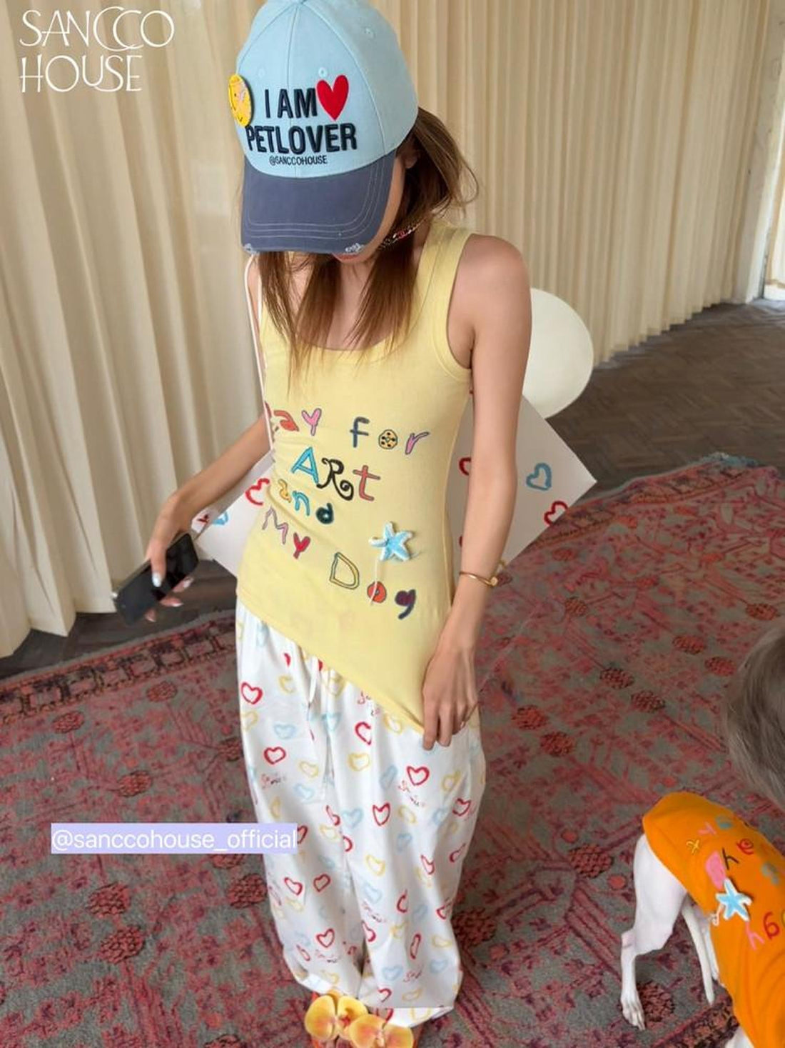 sancco house Yellow Letter Print Racerback Women&