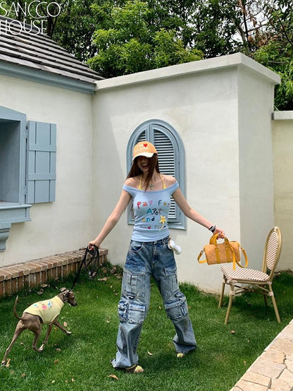 sancco house Yellow Letter Print Racerback Women&