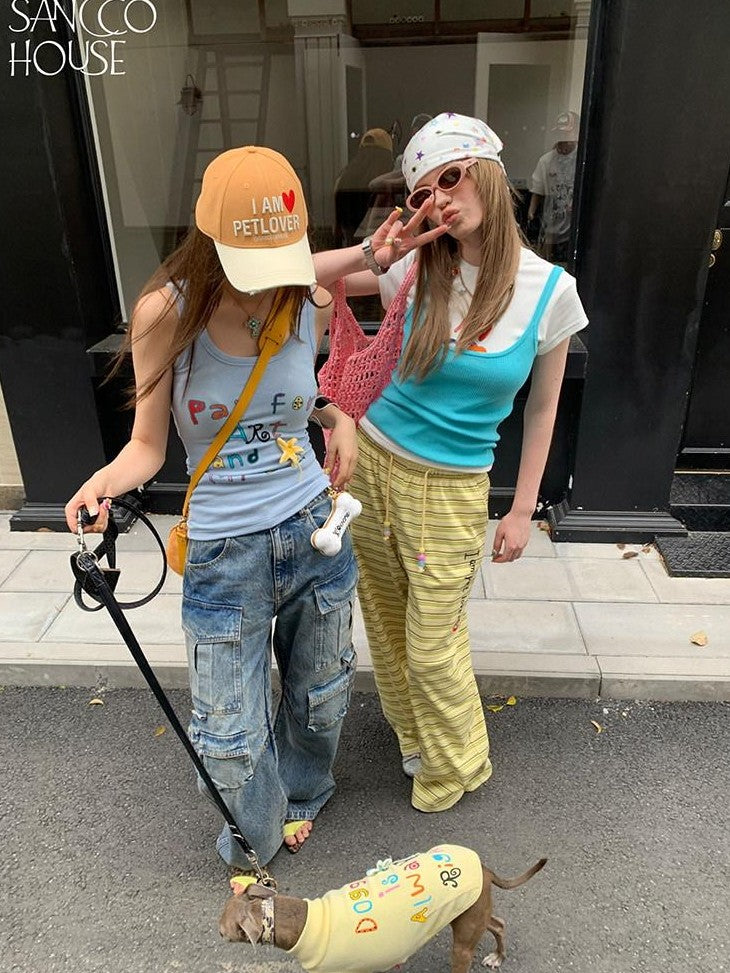 sancco house Yellow Letter Print Racerback Women&