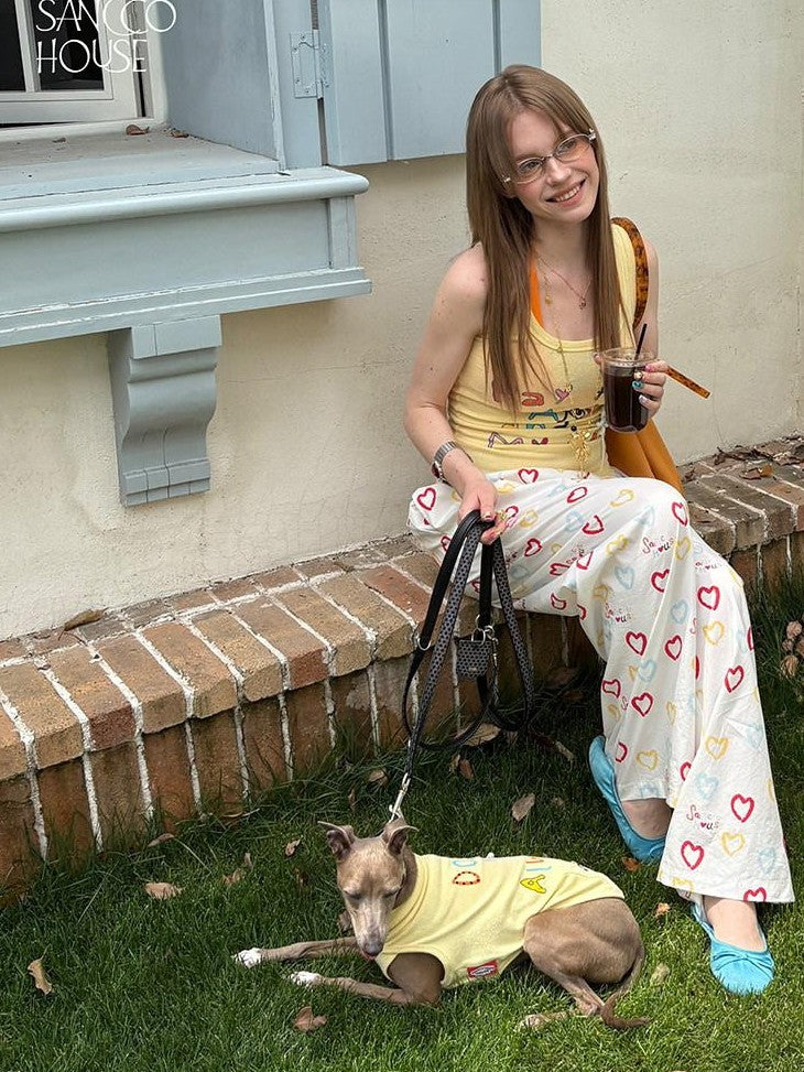 sancco house Yellow Letter Print Racerback Women&