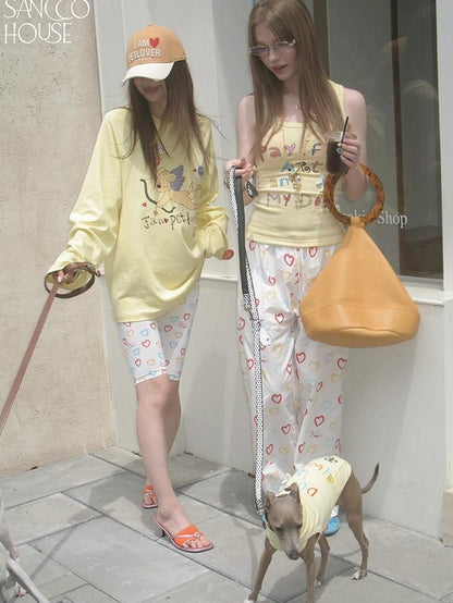 sancco house Yellow Letter Print Racerback Women&