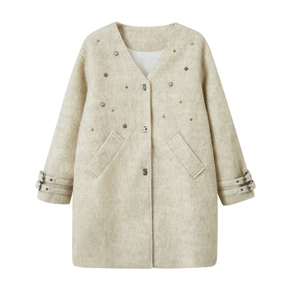 DIDDI MODA Starry Nail Wool Blend Trench Coat