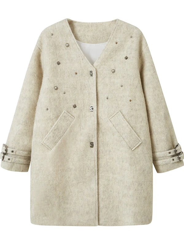 Starry Nail Wool Blend Trench Coat