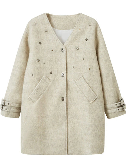 Starry Nail Wool Blend Trench Coat