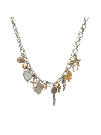 NO ROMANCE Punk Retro Cross Layered Necklace With Heart &amp; Rhinestones