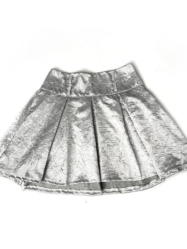 Pleated Textured Midi Skirt With Unique Folds Skirts