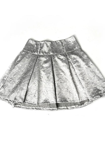 Pleated Textured Midi Skirt With Unique Folds Skirts