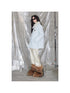 DIDDI MODA Fluffy Collar Gourd Patterned Winter Coat