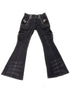 Flowers birds Market Multi-Pocket Vintage Stretch Denim Slim-Fit Flared Trousers