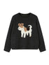 DIDDI MODA Fluffy Puppy Jacquard Sweater Cozy Cute Knitwear