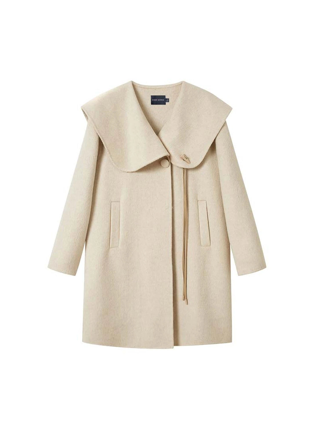 Gallery Girl Oversized Collar Wool Coat With Horn Buttons