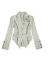 Vintage Royal Short Satin Blazer With 3D Buttons Jacket