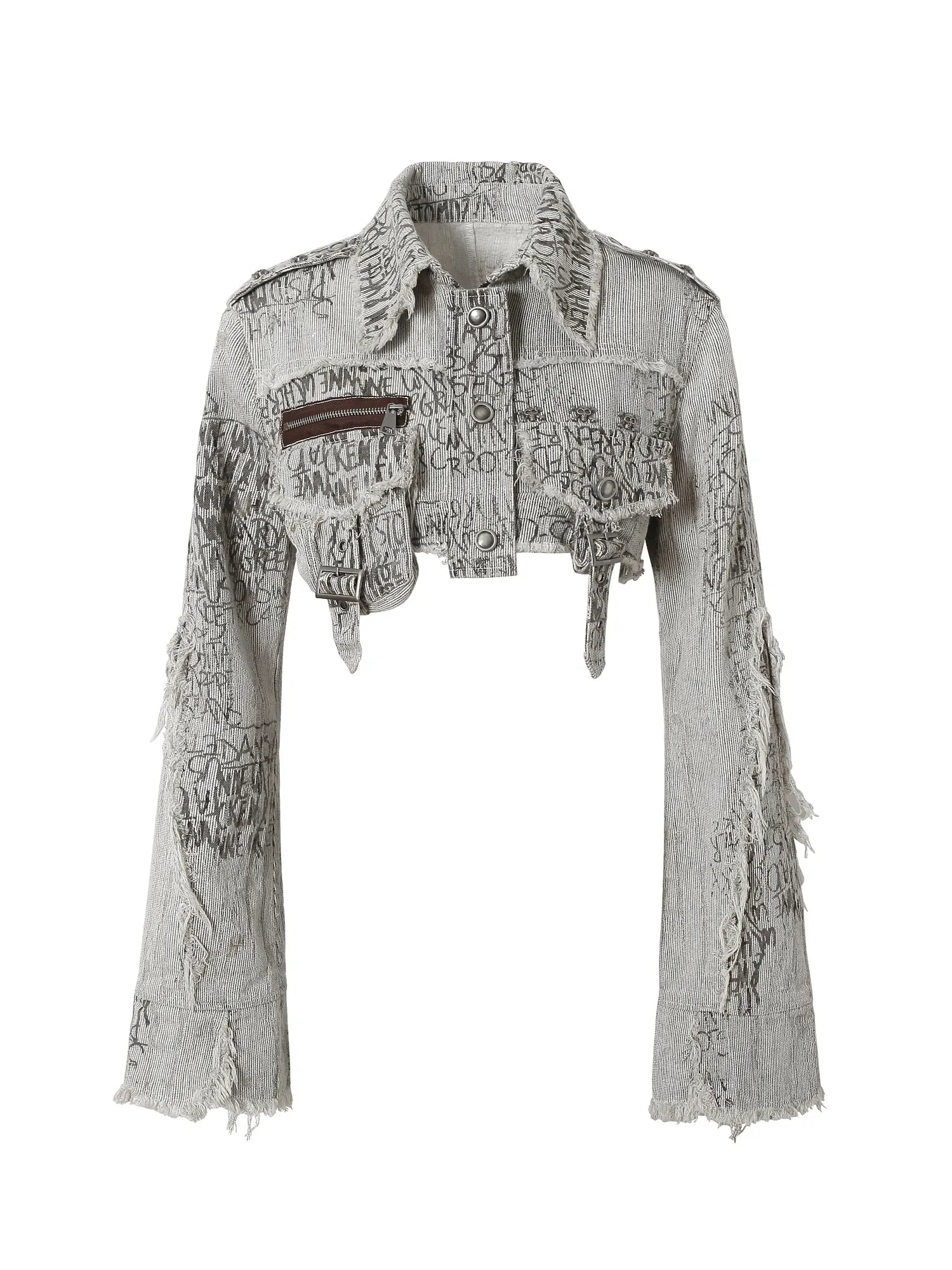 Street Punk Distressed Washed Cropped Striped Jacket Spring Coat
